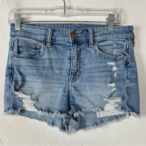 American Eagle Outfitters Pants - American Eagle Shorts Denim Jean Hi Rise Shortie Light Wash Blue Lace Pocket